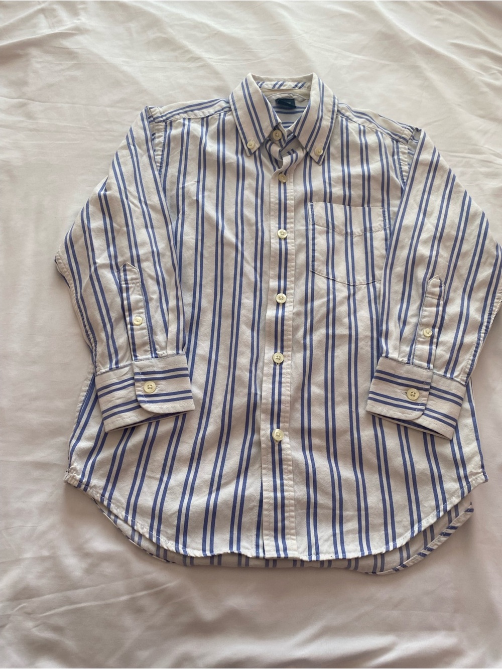 GAP White and Blue Striped Button-Down Shirt